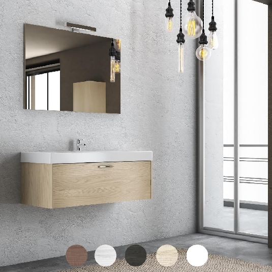 Mobile bagno 100cm con lavabo e specchio Edo Levi Mobili