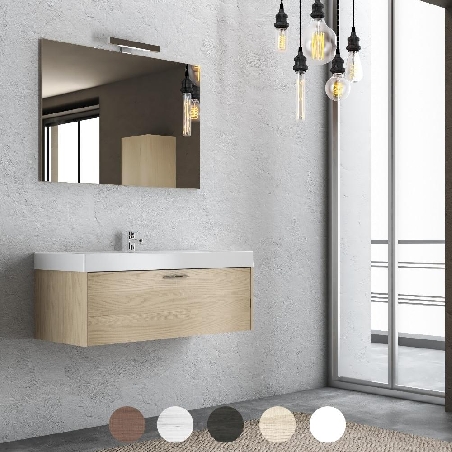 Mobile bagno 100cm con lavabo e specchio Edo Levi Mobili -1