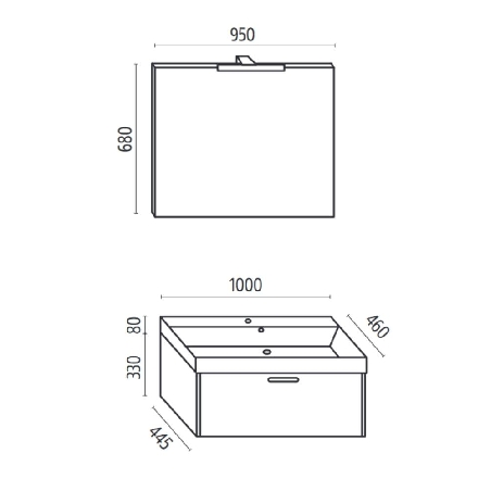 Mobile bagno 100cm con lavabo e specchio Edo Levi Mobili -2