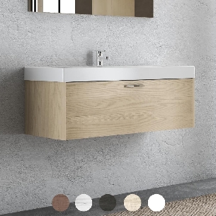 Mobile bagno 100cm + lavabo e specchio led Edo Levi Mobili -0