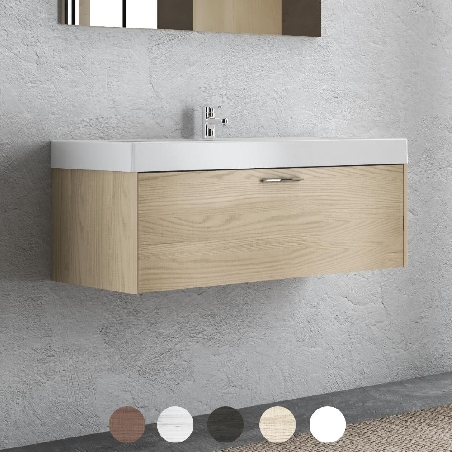 Mobile bagno 100cm + lavabo e specchio led Edo Levi Mobili -0
