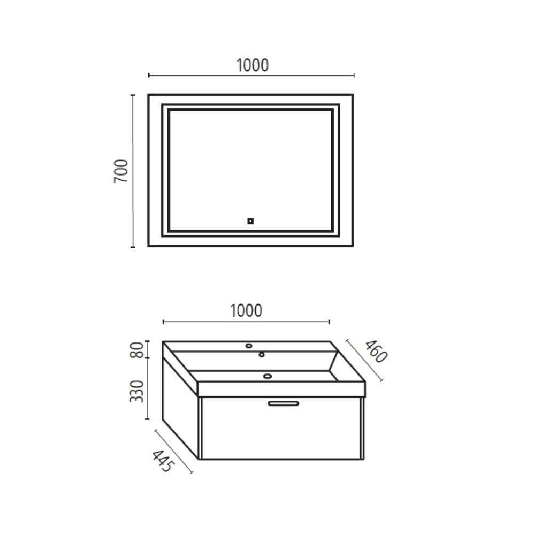 Mobile bagno 100cm + lavabo e specchio led Edo Levi Mobili -2