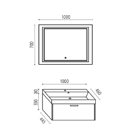 Mobile bagno 100cm + lavabo e specchio led Edo Levi Mobili -2