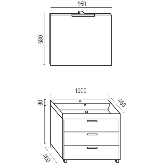 Mobile bagno con lavabo + specchio + lampada Leo Levi Mobili -4