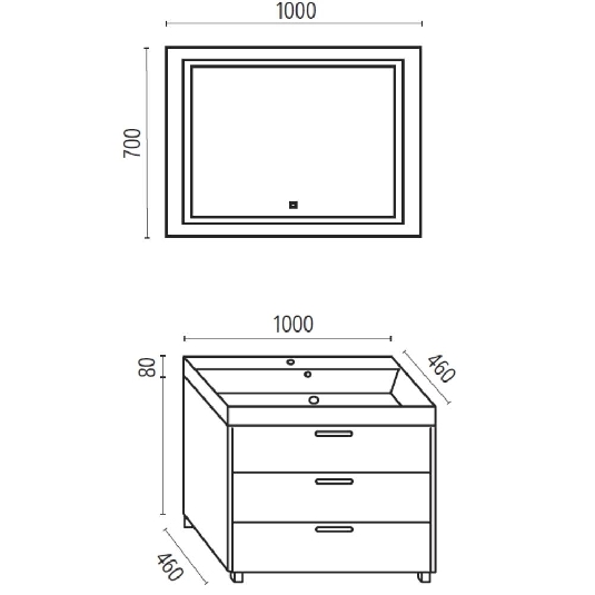 Mobile bagno con lavabo-specchio-Led Touch Screen Leo Levi Mobili -4
