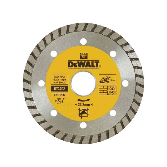 Disco diamantato per pietra a corona continua 115x22,2x7 DT3702 DeWalt