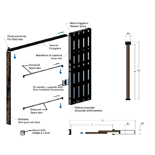 Controtelaio anta unica cartongesso 190mm Granluce Scrigno -5