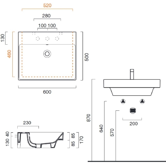 Lavabo 60x50 cm Catalano Zero 60 -8