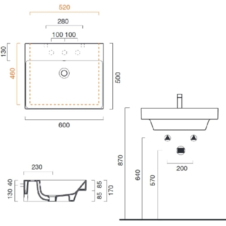 Lavabo 60x50 cm Catalano Zero 60 -8