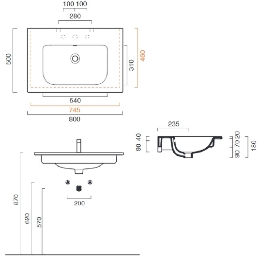Lavabo 80x50 cm Catalano Sfera 80 -3