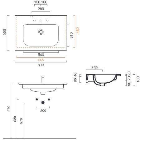Lavabo 80x50 cm Catalano Sfera 80 -3