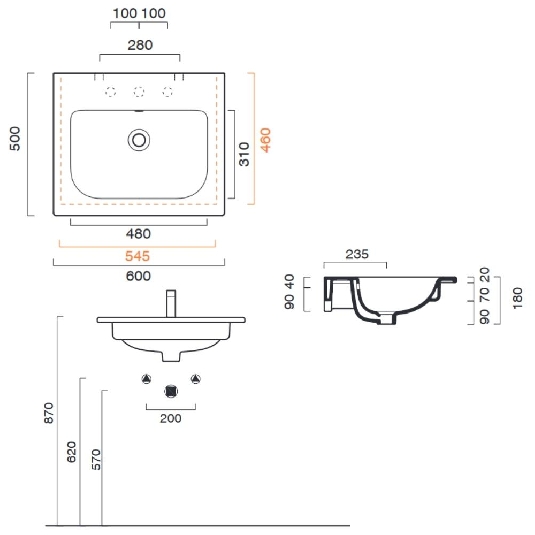 Lavabo 60x50 cm Catalano Sfera 60 -3