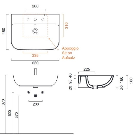 Lavabo 65x48 cm Catalano Sfera 65 -3