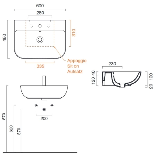 Lavabo 60x45 cm Catalano Sfera 60 -4