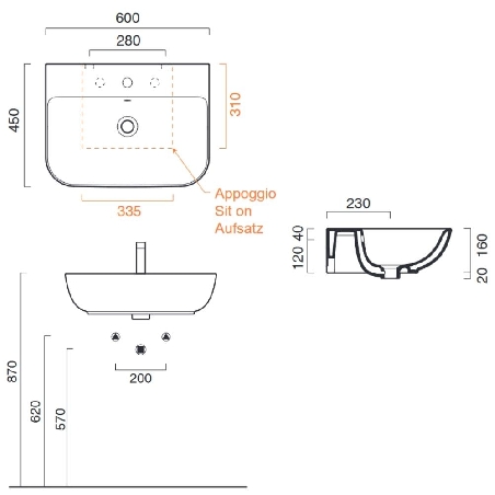 Lavabo 60x45 cm Catalano Sfera 60 -4
