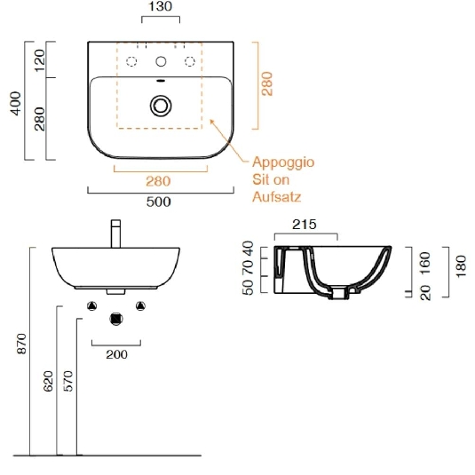 Lavabo 50x40 cm Catalano Sfera 50 -4