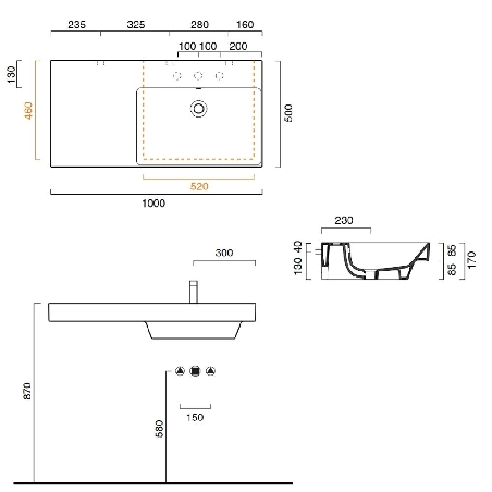 Lavabo 100x50 cm Catalano Zero 100 -3