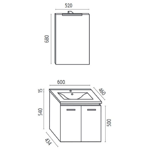 Mobile bagno 75x46 cm sospeso Levi Mobili | Completo -3