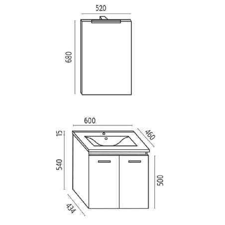 Mobile bagno 90x46 cm sospeso Levi Mobili | Completo -3