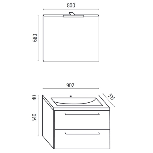 Mobile bagno 90x51 cm sospeso Levi Mobili | Completo -3