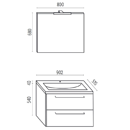 Mobile bagno 90x51 cm sospeso Levi Mobili | Completo -3