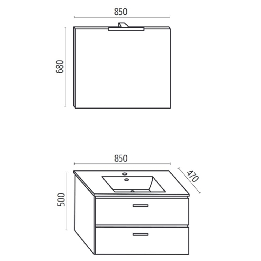 Mobile sospeso per bagno 85x47 cm Levi Mobili | Completo -3