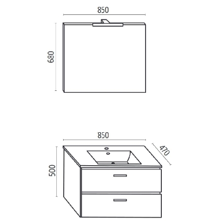 Mobile sospeso per bagno 85x47 cm Levi Mobili | Completo -3