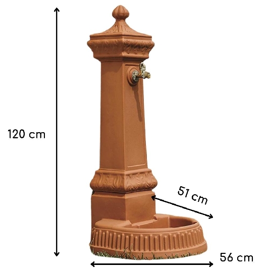 Fontana a colonna color terracotta Brera Monacis -2