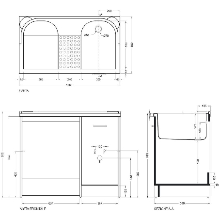 Coprilavatrice con lavapanni 106x60cm vasca sx Colavene -4