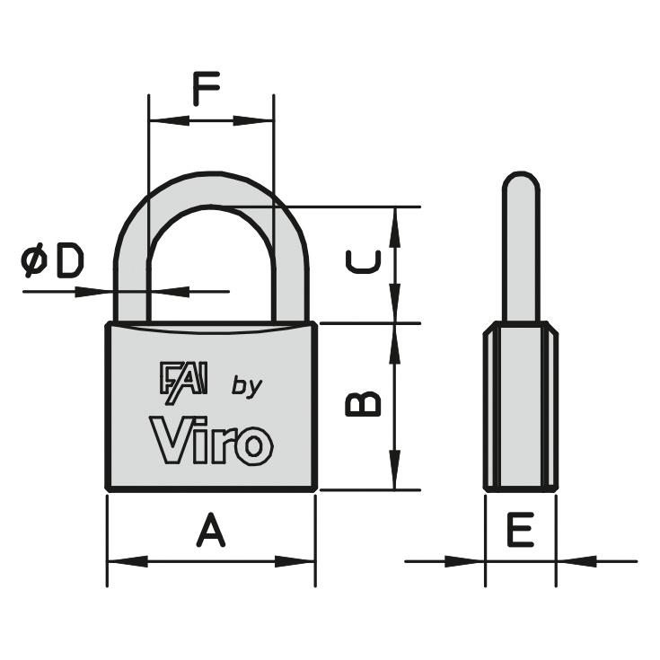 Lucchetto arco lungo rettangolare Fai by Viro -3