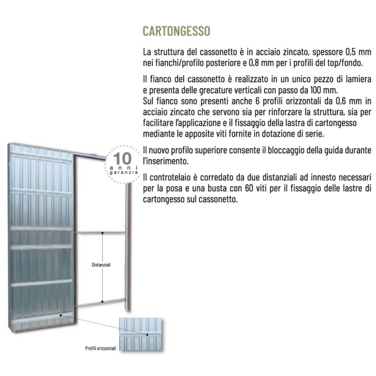 Controtelaio cartongesso 100mm anta unica ScrignoTech Scrigno -3