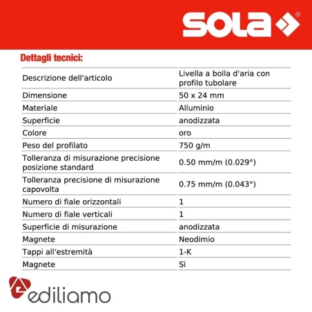 Livella magnetica 2 bolle alluminio AZM Sola -11