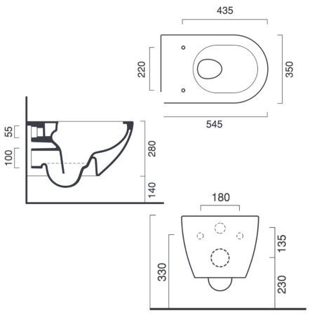 Wc sospeso 54x35cm Sfera54 Catalano Newflush -3