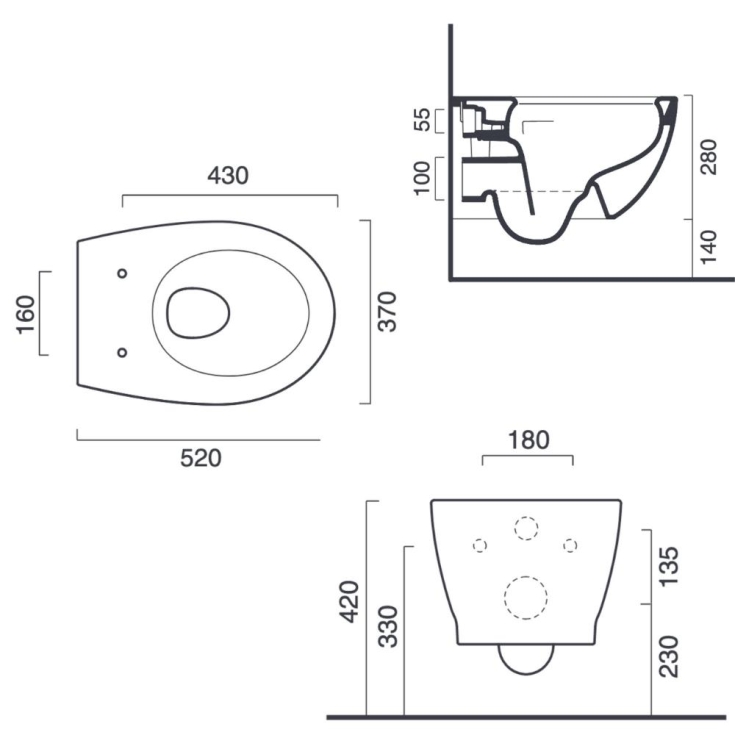 Wc sospeso 52x37cm Newflush Italy 52 Catalano -3