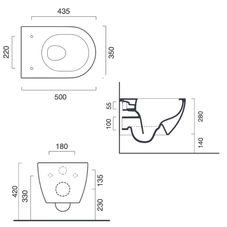 Wc sospeso 50x35cm Newflush Sfera 50 Catalano -3