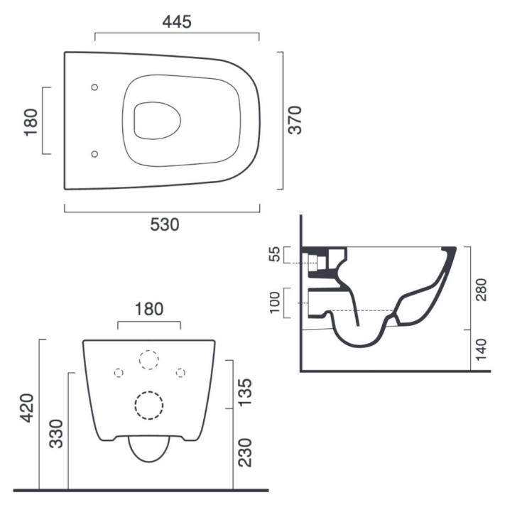 Wc sospeso 53x37 cm Newflush New Light Catalano -3