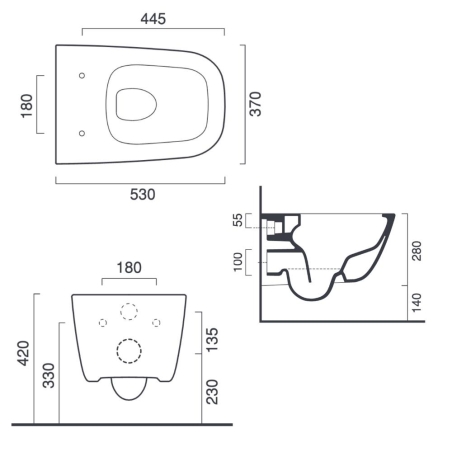 Wc sospeso 53x37 cm Newflush New Light Catalano -3