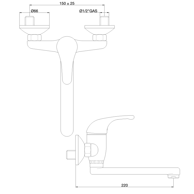 Miscelatore per lavello a parete 5100 Olivia Gaboli Luigi -1
