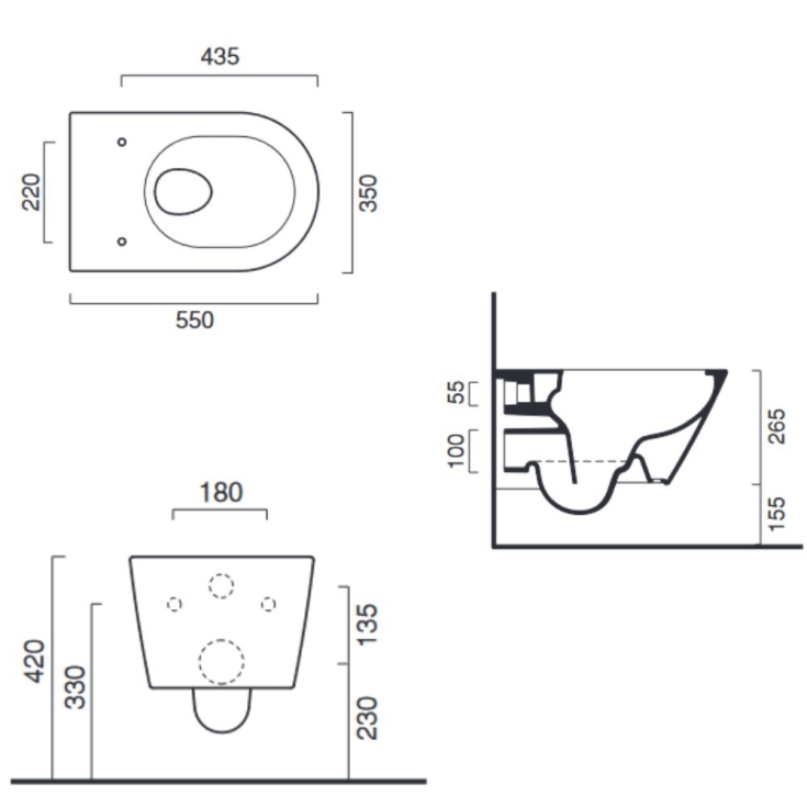 Wc sospeso 55x35 cm Newflush Zero Catalano -4