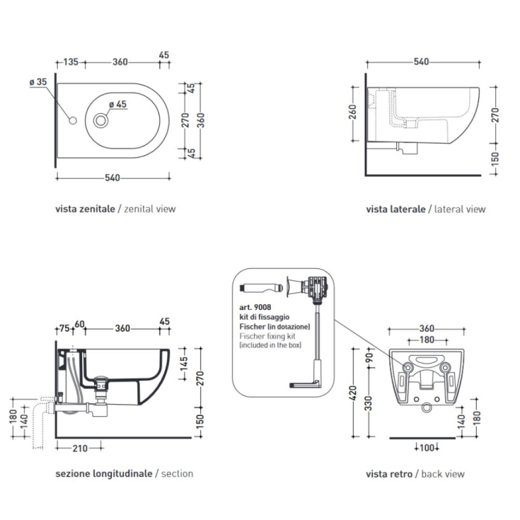 Bidet sospeso 54x36 cm Flaminia App -3