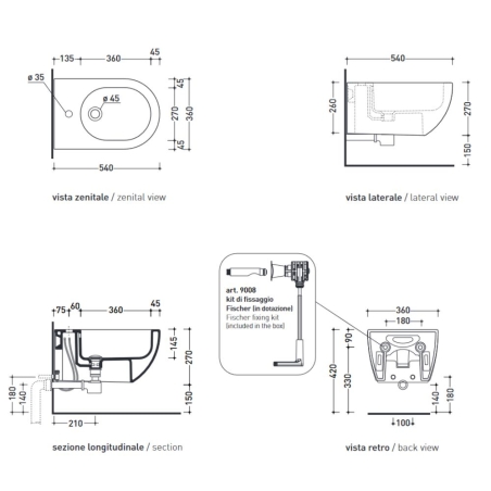 Bidet sospeso 54x36 cm Flaminia App -3