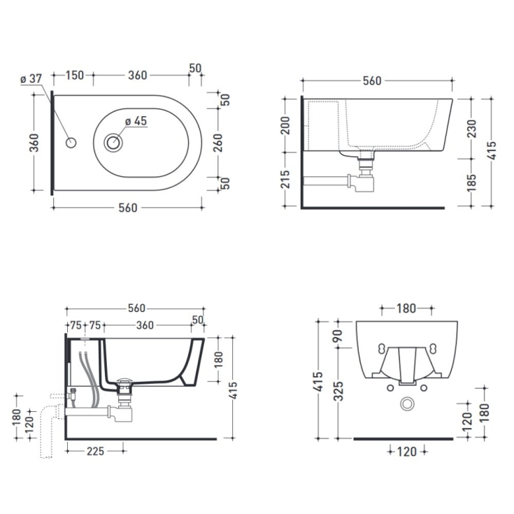 Bidet sospeso 56x36 cm Flaminia Link -1