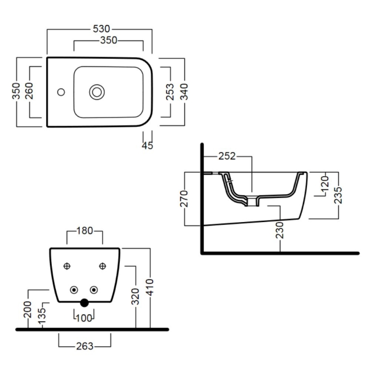 Bidet sospeso 53x34 cm Hatria Fusion -3