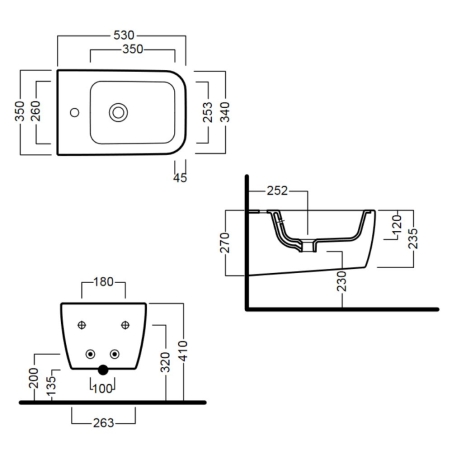 Bidet sospeso 53x34 cm Hatria Fusion -3