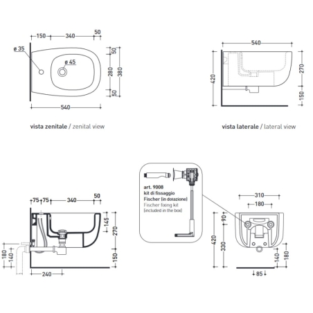 Bidet sospeso 54x38 cm Flaminia Bonola -4