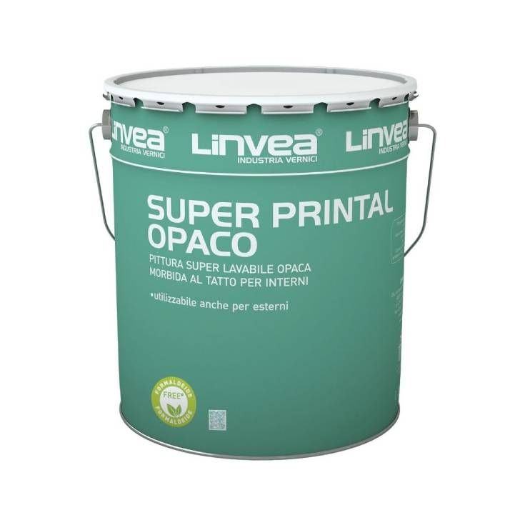 Pittura per interni lavabile bianca opaca Super Printal Opaco Linvea