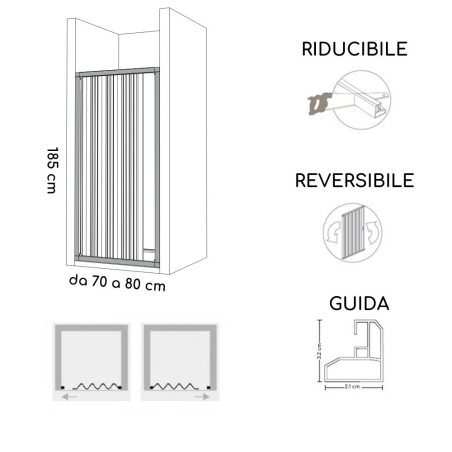Box doccia nicchia da 70 a 80cm apertura laterale Tokyo PVC -4