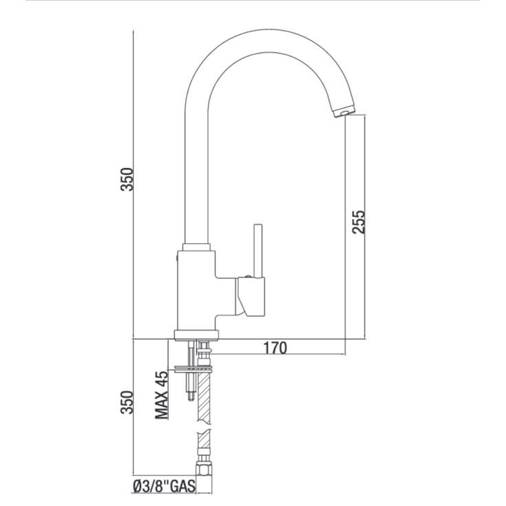 Miscelatore lavello con canna a ponte girevole 1120 Dolly Gaboli -2
