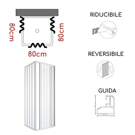 Box doccia tre lati 80x80x80 cm apertura bilaterale Rio PVC -4