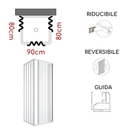 Box doccia tre lati 80x90x80 cm apertura bilaterale Rio PVC -4